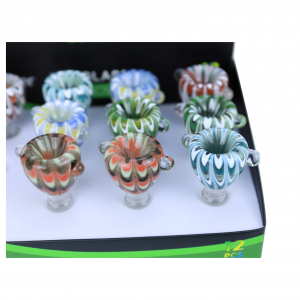 Clover Glass 14mm Fancy Latte Art Bowl - Assorted Colors - 12ct Display [WPH-256-D12]